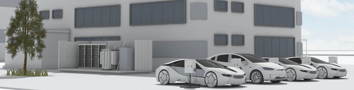 Estacionamento de condomínio com carregadores elétricos modulares